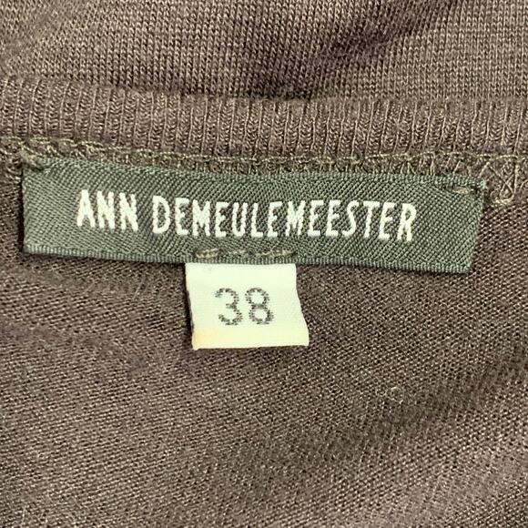 ANN DEMEULEMEESTER Size M Brown Jersey Scoop Neck Casual Top - Picture 5 of 6